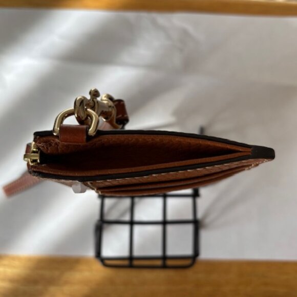 Dooney & Bourke Pebble Grain Zip Top Card Case Wristlet Caramel - Picture 5 of 8